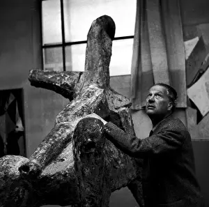 Marino: Marino Marini in his studio