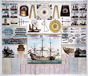 Chatelain: Maritime Chart of naval equipment and ships