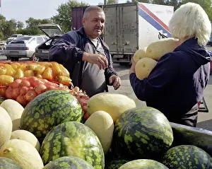 Watermelons: At a market of Chelyabinsk