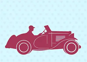 Maroon: Maroon Sportscar on Blue Background