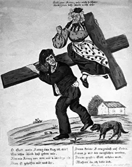 Oppressed: marriage, husband carrying the cross with his