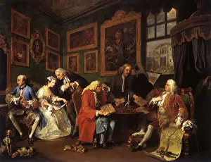 1745: Marriage a la Mode; The Marriage Settlement, by Hogarth