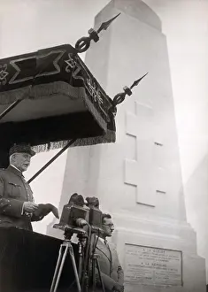 Haut: Marshal Philippe Petain at the installation of a monument