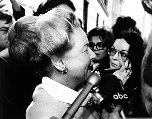 Assured: Martha Mitchell talks to the press outside her