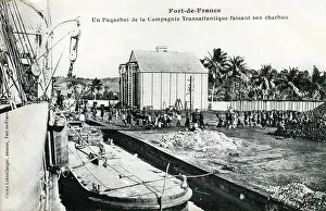 Coaling: Martinique - A Packet boat taking on coal