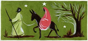 Brough: Mary on a donkey led by Joseph