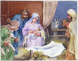Gery: Mary holding the Holy Baby, and shepherds