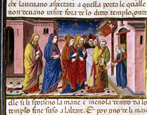 Knees: Mary is hosted by the virgins of the temple. Codex of Predis
