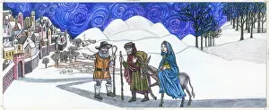 Swirly: Mary and Joseph arriving at Bethlehem