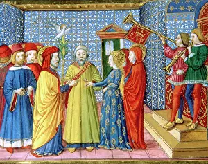 Marry: Mary and Joseph's Wedding. Codex of Predis (1476). Italy