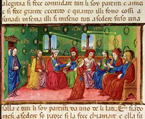 Predis: Mary is presented to father's friends. Codex of Predis (1476
