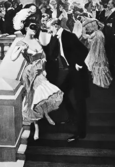 Masked: A masked ball, around 1900