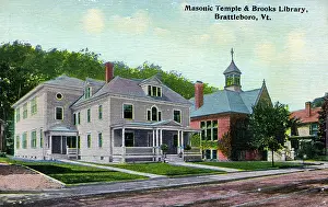 Masonic: Masonic Temple and Brooks Library, Brattleboro, Vermont, USA