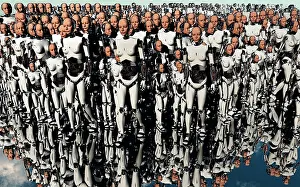 Illusion: A mass gathering of female like Androids