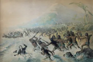 Vanuatu: Massacre of John Williams, engraving, Museum of