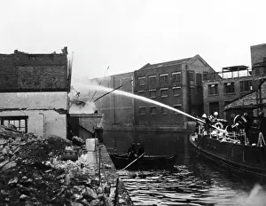 Fireboat: Massey Shaw fireboat at work on the River Thames