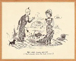 David Pearson: Master and maid on a sepia greetings card