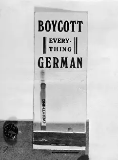 Matches: Matchbook calling for a boycott of German goods, 1939