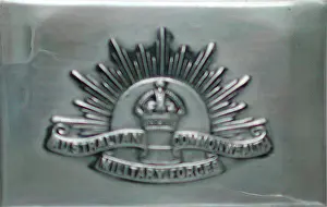 Pozieres: Matchbox holder with AIF cap badge, WW1