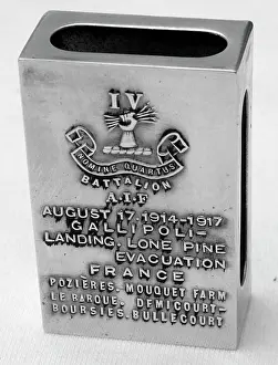 Pozieres: Matchbox holder with AIF cap badge, WW1
