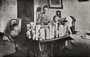 Pasting: Matchbox making at home, East End of London
