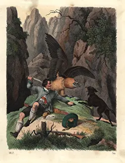 Barbatus: Mathias Sturz fighting a bearded vulture with a knife