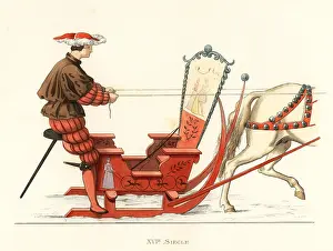 Georges Duplessis: Matthaus Schwarz competing in a sleigh race, 16th century