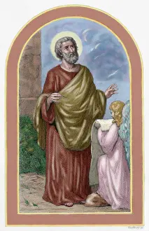 Aura: Matthew the Apostle also known as Saint Matthew. Colored eng