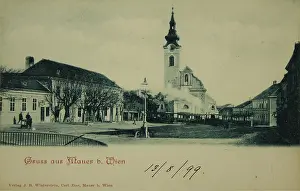 Winterstein: Mauer in Vienna-Liesing. Main square with parish