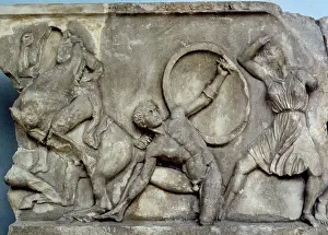 Reliefs: Mausoleum at Halicarnassus. Combat with the Amazons