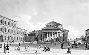 Thater: Max-Josef-Square in Munich around 1850