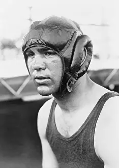 Lcgr1308: Max Schmeling, wearing protective helmet, and