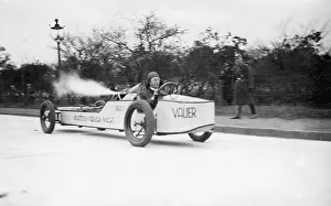 Valier: Max Valier, Austrian engineer (1895-1930), in his rocket car