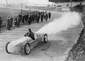 Avus: Max Valier during a record-breaking run with his rocket car
