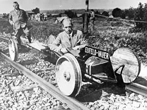 Valier: Max Valier in his rocket car, 1929