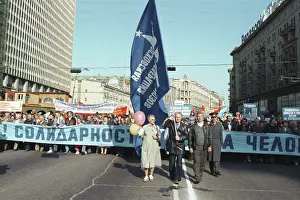 Demonstrators: May Day demonstration in Moscow