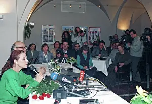 Plisetskaya: Maya Plisetskaya holding press conference, 1995