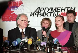 Presenting: Maya Plisetskaya and Pierre Cardin at press-conference, 1998