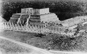 Sacrificial: Maya pyramid with the Group of a Thousand Columns in Chichen
