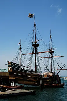 Mast: Mayflower II (replica) at State Pier. Plymouth. Massachusett