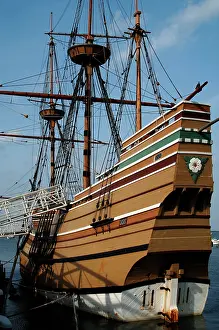 Mast: Mayflower II (replica) at State Pier. Plymouth. Massachusett