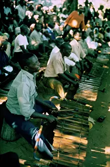 Xylophones: The Mbanguzi orchestra. Foreground Sathanyane, Chopi