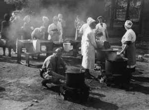 Improvised: Meals for bomb victims, 1943