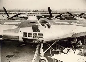 Hawthorne: Mecahnics prepare the Northrop XB-35 for its first flight