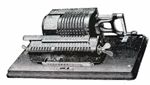 Calculating: Mechanical calculating machine designed by Chateau