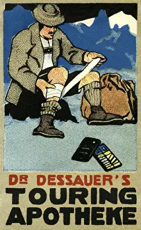 Apotheke: medicine, accidents, mountaineer with broken