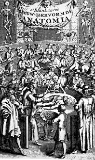 Nieuw: medicine, anatomy, anatomic lesson, copper engraving
