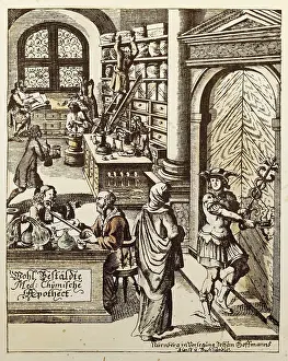 Apotheke: medicine, pharmacy, image of a pharmacy, copper