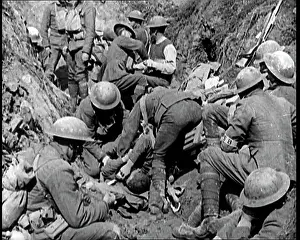 Treating: Medics Treating Minor Wounds in a Trench