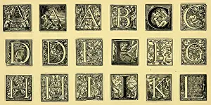Capitals: Medieval alphabet, ornate initials A-L